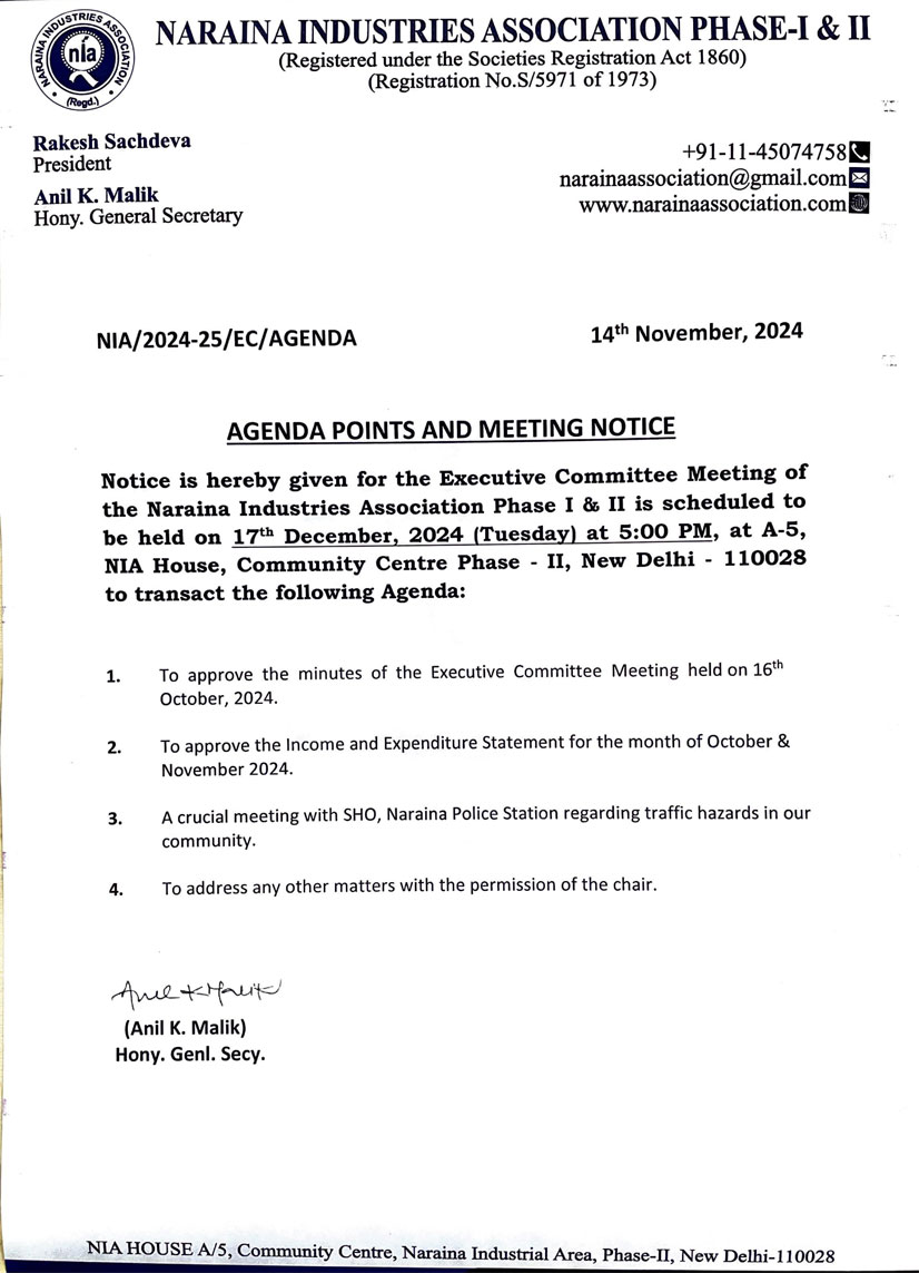 Agenda Points and Meeting Notice-17.12.2024