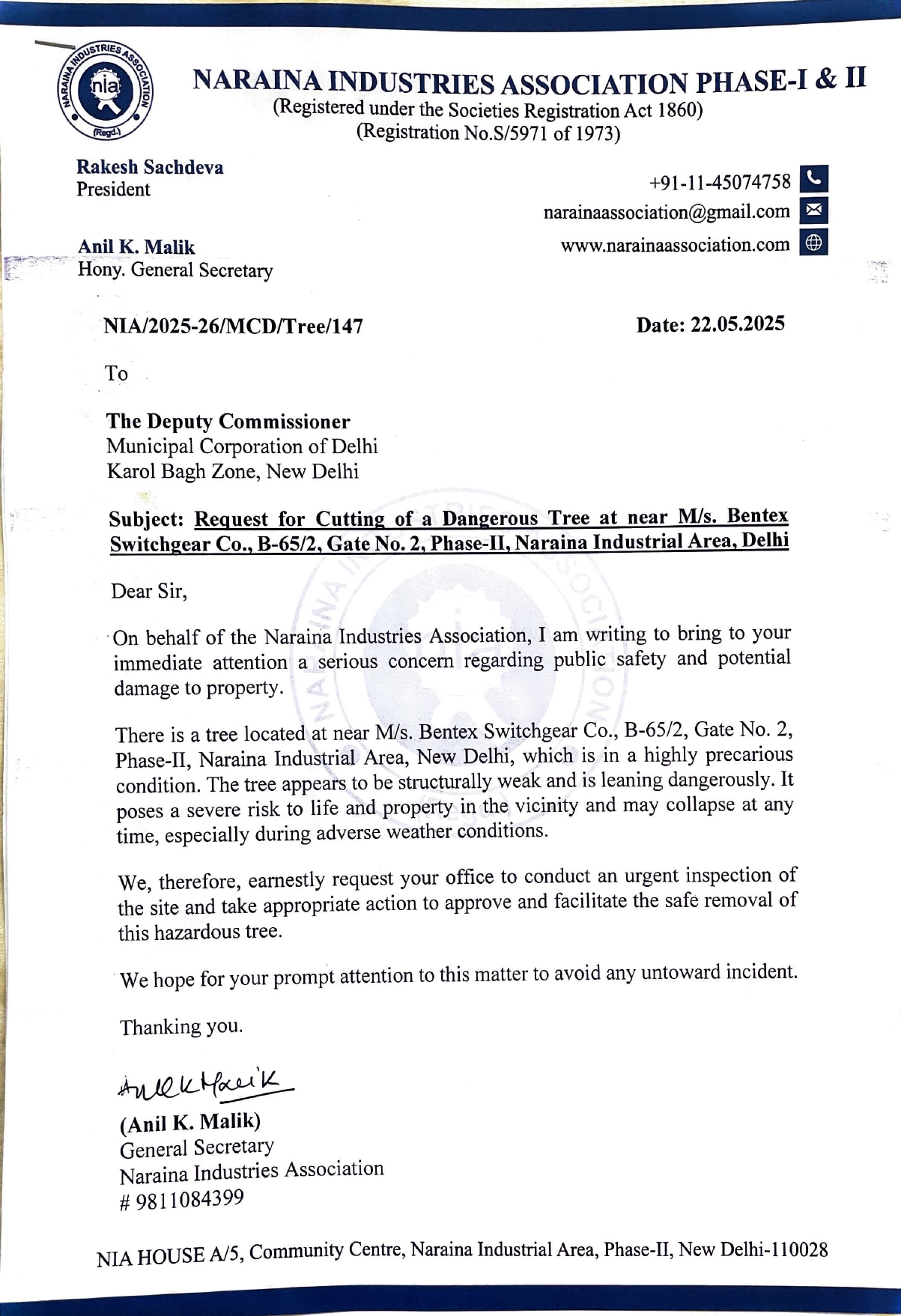 DC-MCD-Request for Cutting of Tree-22.05.2025