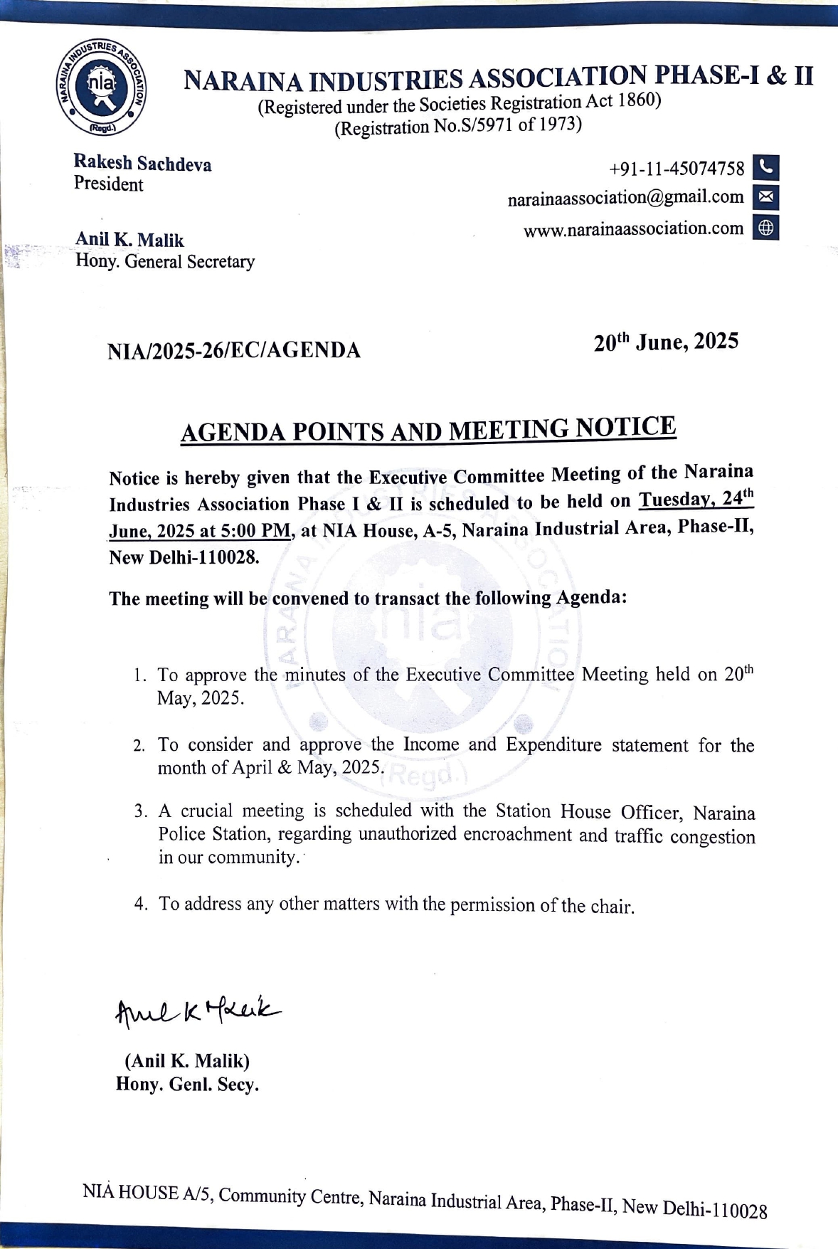 AGENDA POINTS & MEETING NOTICE-24.06.2025
