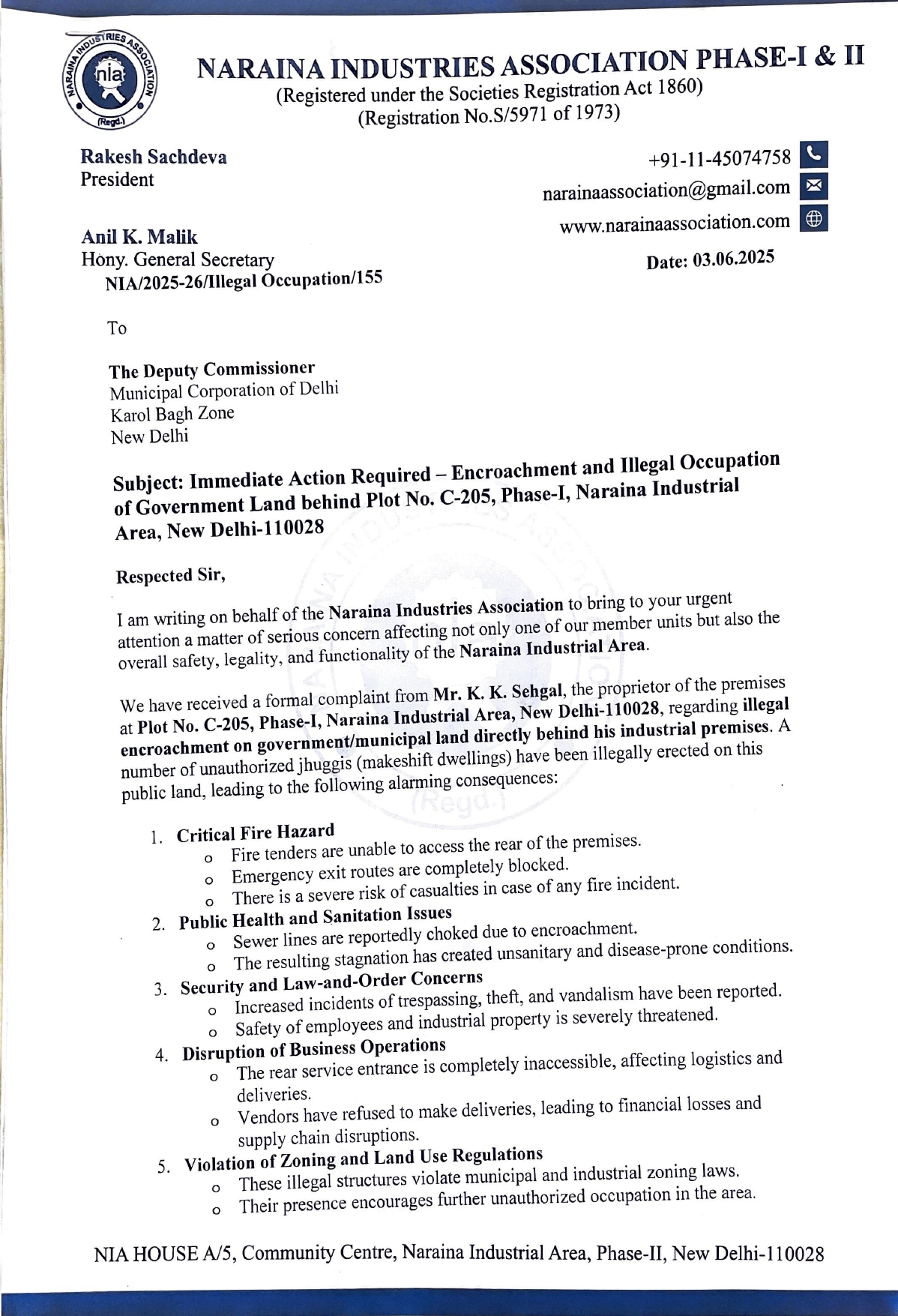 DC-MCD-Encroachment and Illegal Occuptation of Government Land-03.06.2025