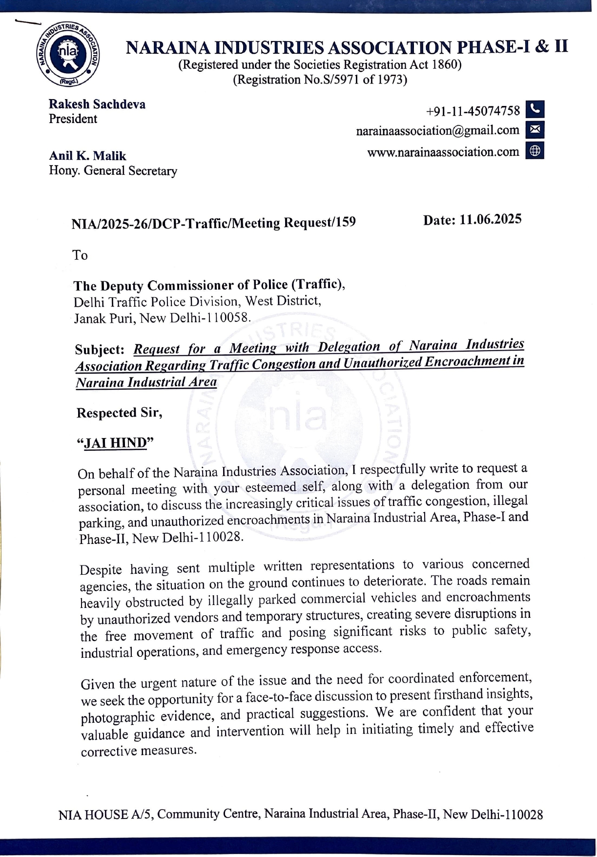 DCP-Traffic (West)-Request for Meeting-11.06.2025