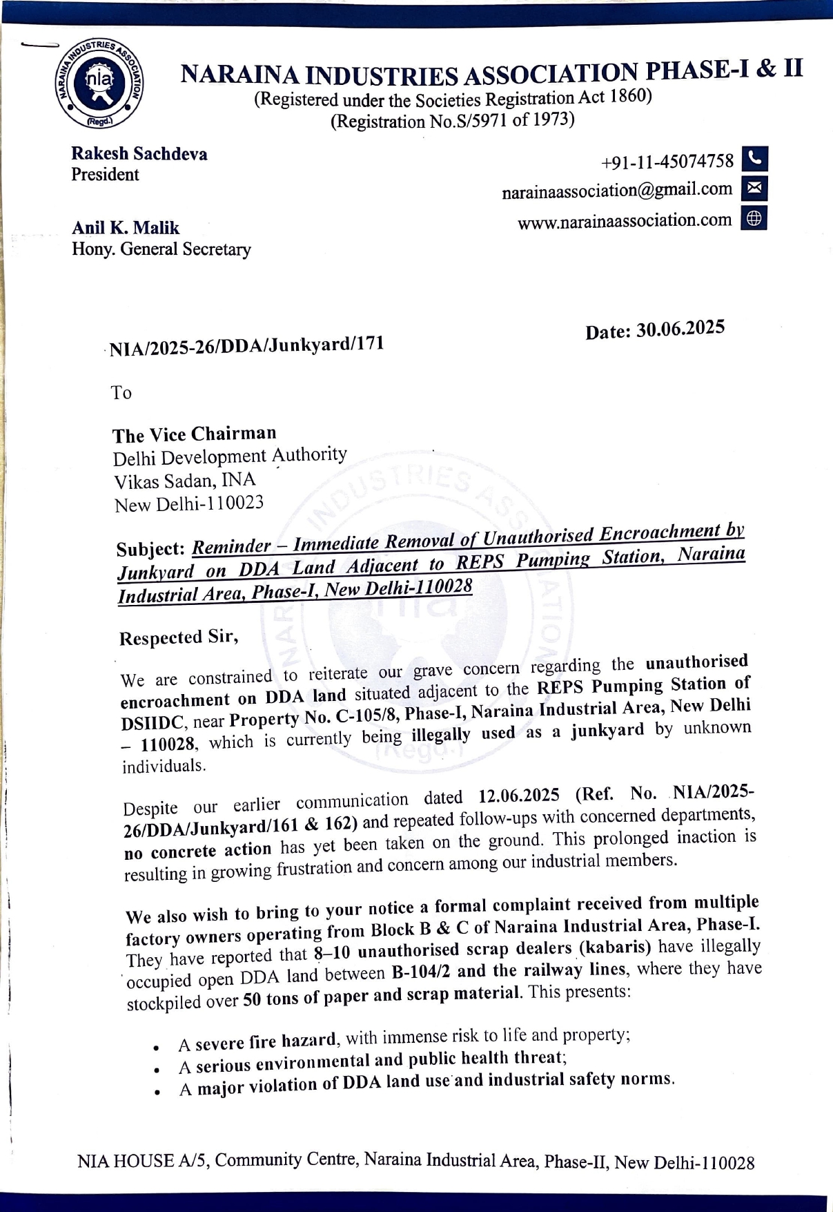 DDA-Reminder: Removal of Junkyard-30.06.2025