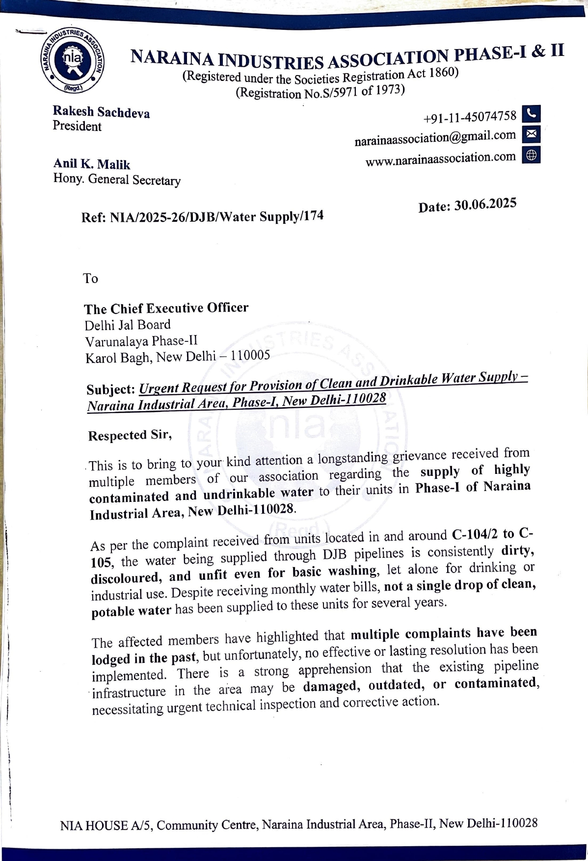 DJB-Request for Drinkable Water Supply-30.06.2025