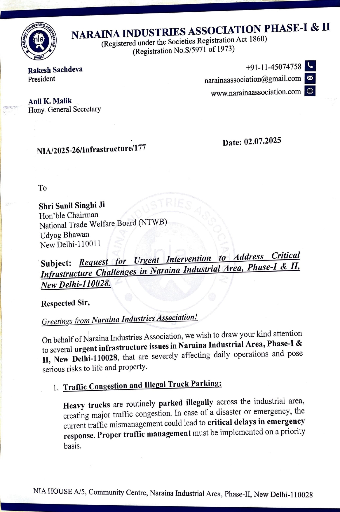 NTWB-Request for intervention to infrastructure issues-02.07.2025