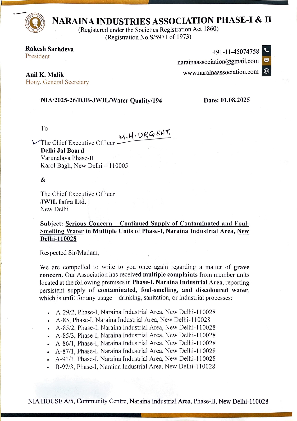 DJB-JWIL-Contaminated & Foul Smelling Water-01.08.2025