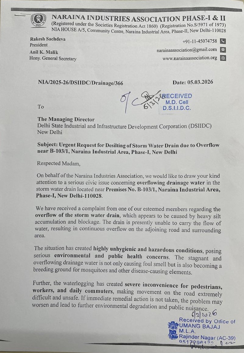 DSIIDC-Request for Desilting of Storm Water Drain-05.03.2026