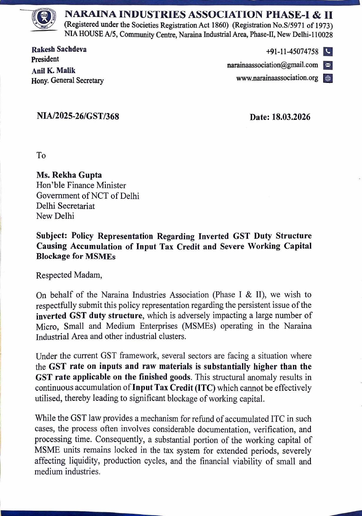 Hon’ble Finance Minister-Policy on GST-18.03.2026