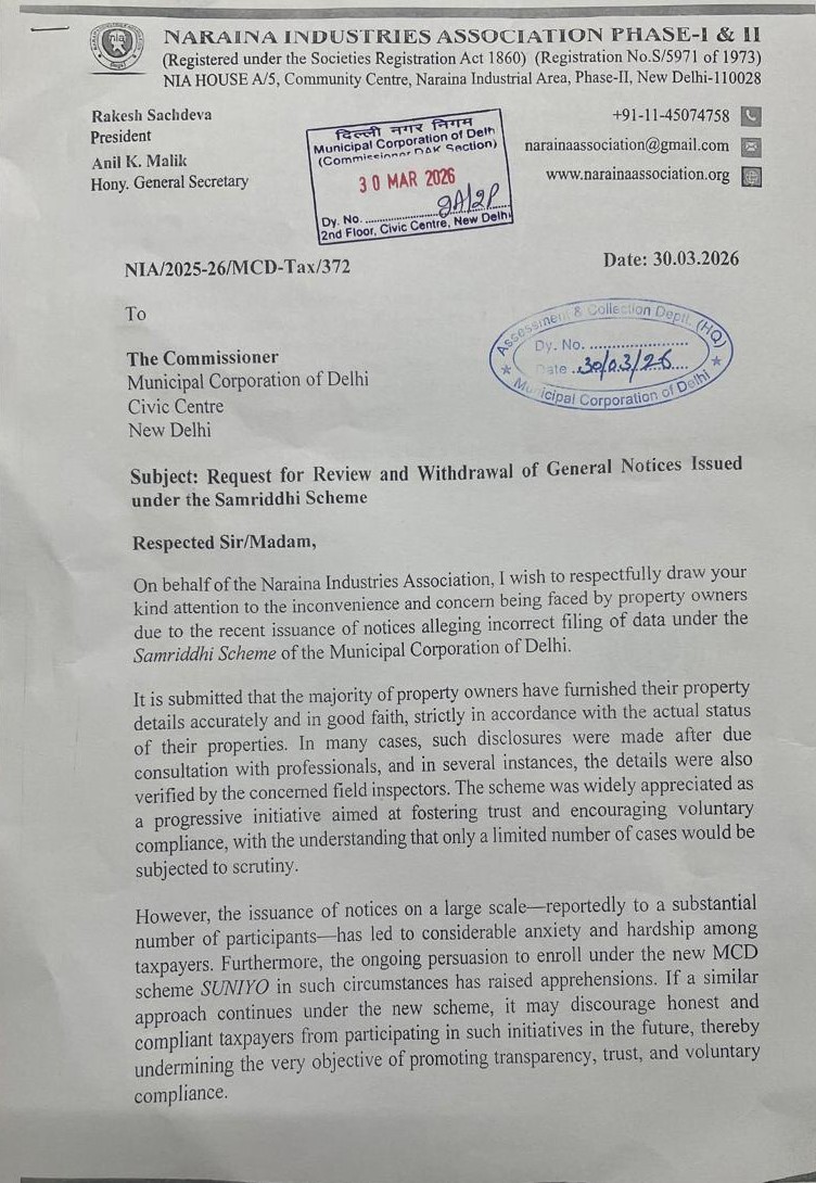Commissioner, MCD and Joint Assessor & Collector, MCD on Review the General Notices under Samriddhi Scheme-30.03.2026