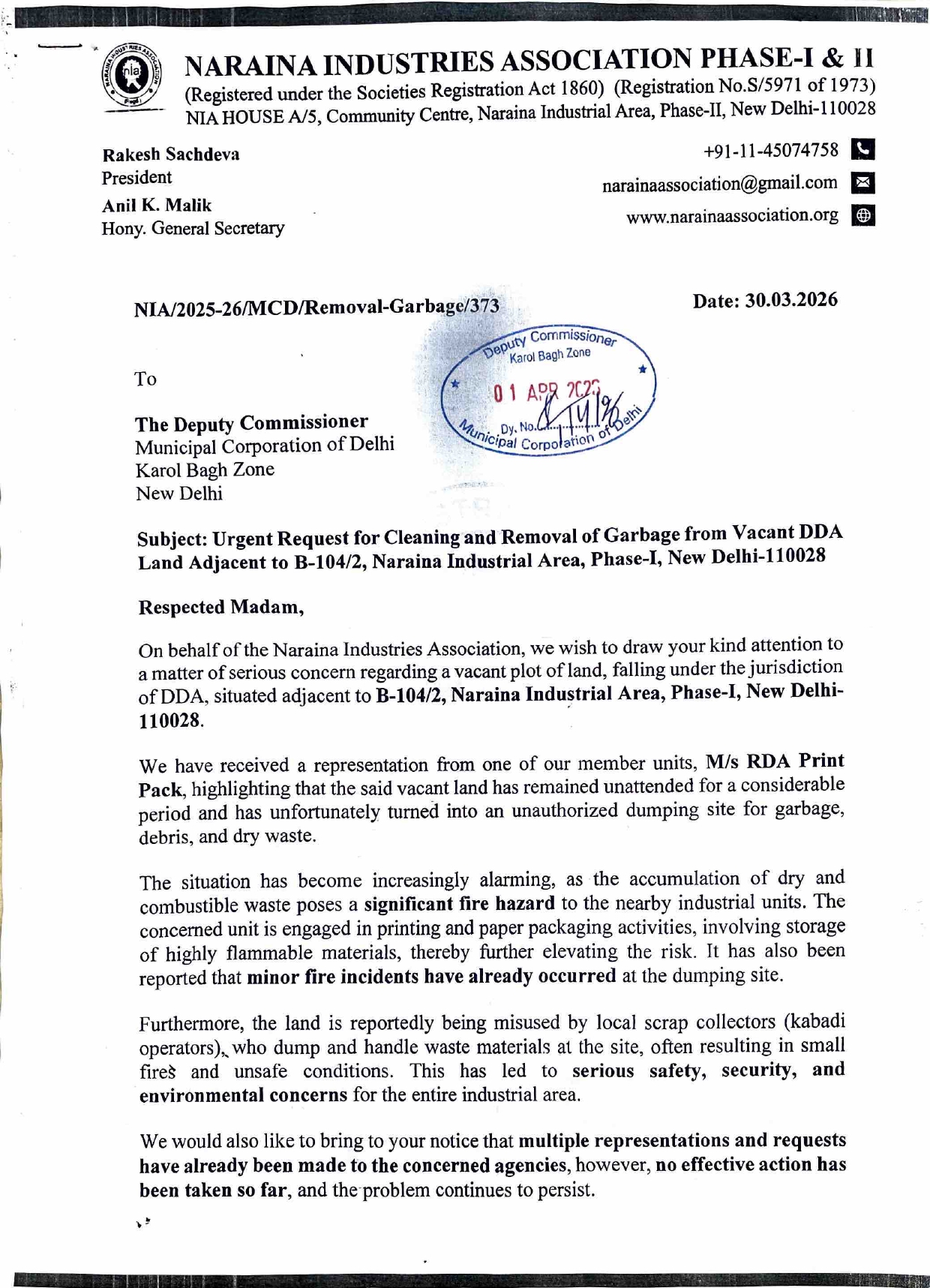 MCD-Request for Removal of Garbage-30.03.2026